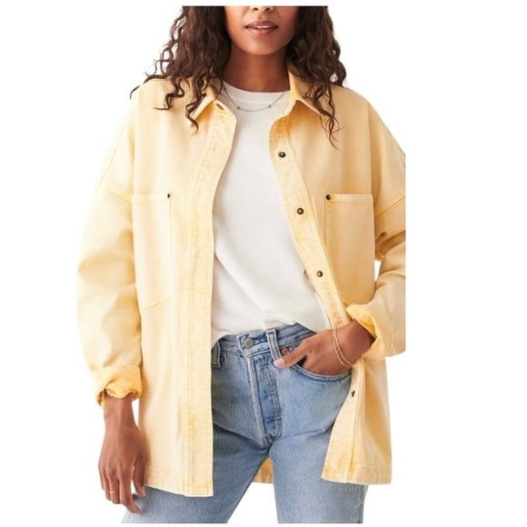 Faherty Womens Sunny Oversize Organic Cotton Blend Denim Overshirt Jacket Medium - Picture 1 of 12